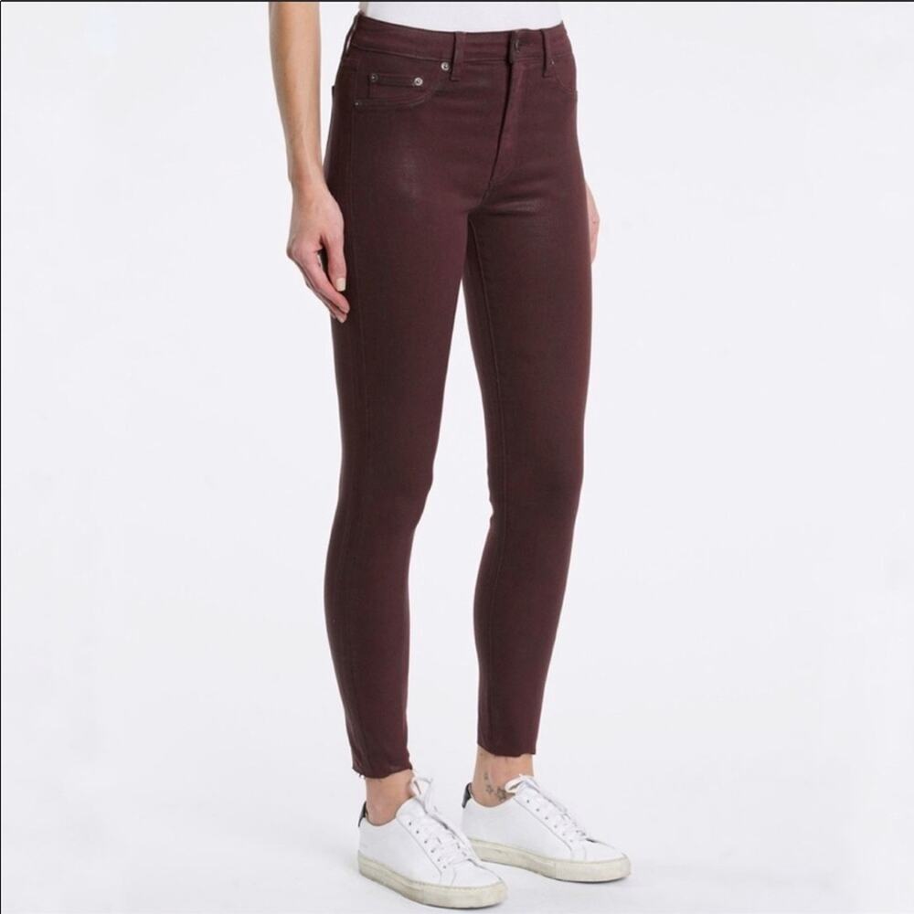 pistola Coated Denim Maroon Skinny Ankle Jean Size 26